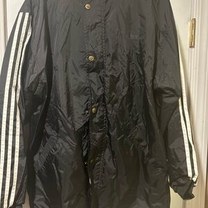 Adidas Men's Black Windbreaker with White Stripes